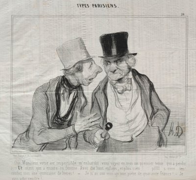 Typer Parisiens, skylt 26: Ja, herre, din respektabla luft uppmuntrar mig... av Honoré Daumier