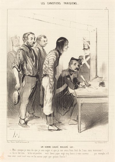 En man räddad trots sig själv av Honoré Daumier