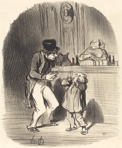 En pappa som får sin son att suga... av Honoré Daumier