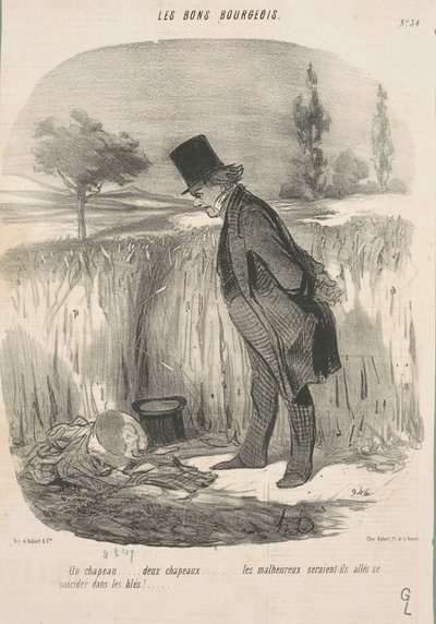 En hatt... två hattar... den olyckliga... av Honoré Daumier