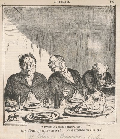 En gäst på en middag av hästätare: Ska jag bjuda dig lite mer? Det är bra, eller hur? av Honoré Daumier