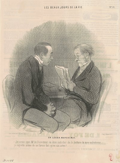 Ett lätt manuskript av Honoré Daumier