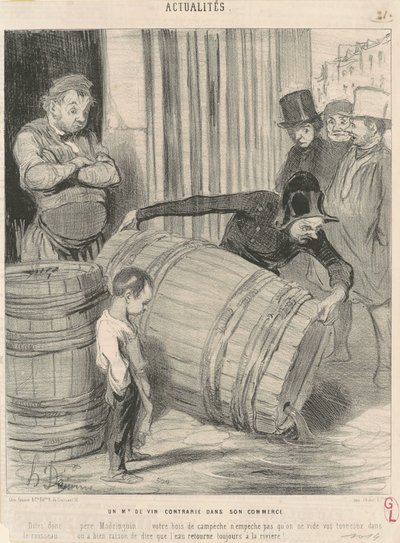En vinhandlare upprörd i sin verksamhet av Honoré Daumier