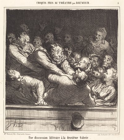 En litterär diskussion på andra galleriet av Honoré Daumier