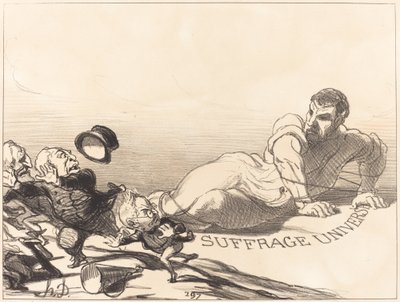 En panik av Lilliputians... av Honoré Daumier