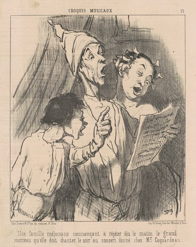 En musikälskande familj... av Honoré Daumier
