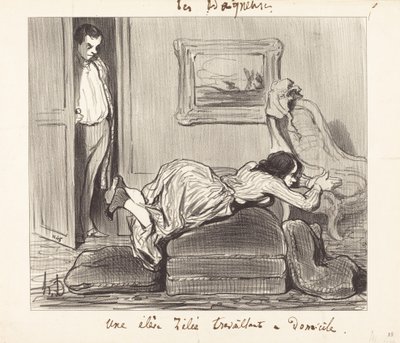 En elè...nitisk att jobba hemifrån av Honoré Daumier