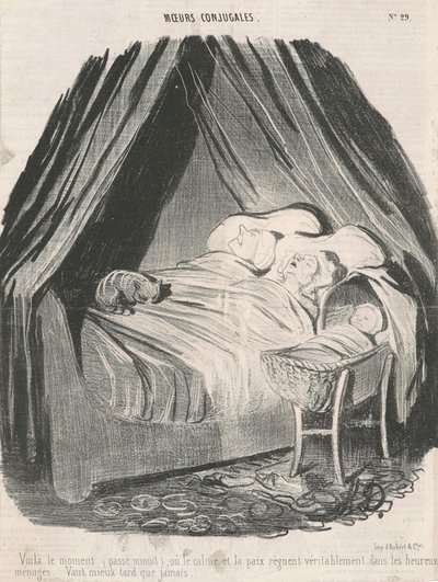 Detta är ögonblicket (efter midnatt) då lugn och frid verkligen råder i lyckliga par. Bättre sent än aldrig. av Honoré Daumier