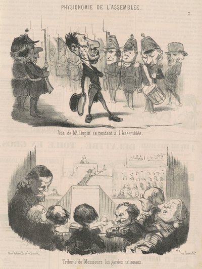 Vy över Mr. Dupin som går till mötet av Honoré Daumier