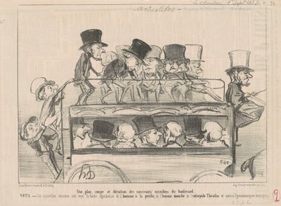 Utsikt ... och höjd av ... omnibussarna på boulevarden ... av Honoré Daumier