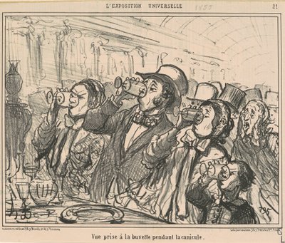 Utsikt tagen i baren under värmeböljan av Honoré Daumier