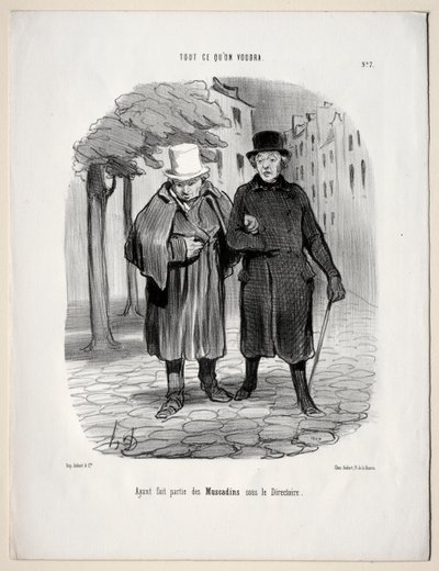 Vad du vill, skylt 7: Efter att ha tagit rollen som dandies under katalogen, 1847. av Honoré Daumier