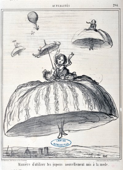 illustration för Serie Actualites "sätt att använda underkjolar som nyligen kommit till mode" av Honoré Daumier