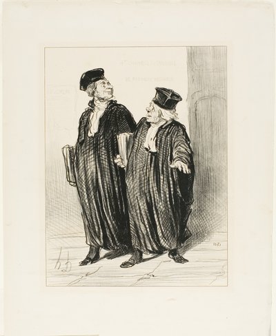 "- Till slut fick vi en bodelning mellan man och hustru... - så småningom fanns det inga pengar kvar att dela på", plansch 3 från Les Avocats Et Les Plaideurs av Honoré Victorin Daumier