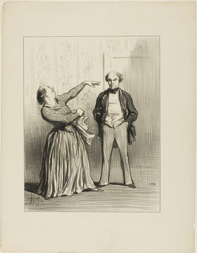 "- Män är verkligen inte vad ett fåfängt folk vill tro!", plansch 3 från Les Divorceuses av Honoré Victorin Daumier