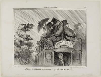 "- Bara 15 cent för ett helt bad.... vilken deal!", plansch 12 från Croquis Parisiens av Honoré Victorin Daumier