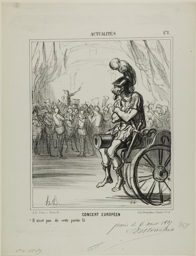 En europeisk konsert. Får inte delta i denna del, plansch 171 från Actualités av Honoré Victorin Daumier