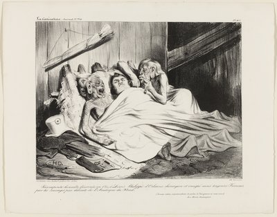 En rättvis belöning som 1800 överlämnades av Nordamerikas ohyfsade vildar till Louis-Philippe av Orléans, kirurg och utvandrare, men fortfarande fransman. (Jag hälsar dig, nådige svarta dam, Herren är med dig.) Ett Ave Maria från Namaquan, plansch 466 av Honoré Victorin Daumier