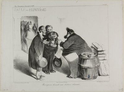 En rättvis belöning till plikttrogna väljare, plansch 404 av Honoré Victorin Daumier