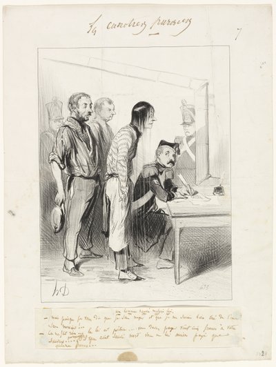 En man räddad mot sin vilja, plansch sju från Les Canotiers Parisiens av Honoré Victorin Daumier