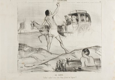 Ett praktiskt skämt. "Förare! Förare! Förare! Har du fortfarande två platser i kaninsektionen", platta 24 från Les Baigneurs av Honoré Victorin Daumier