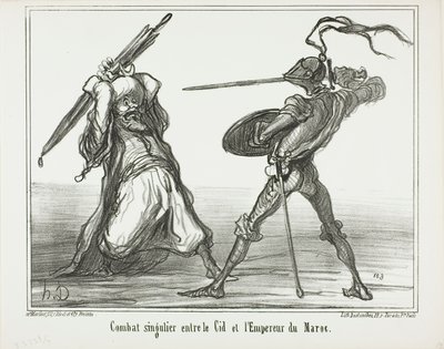 En ovanlig strid mellan El Cid och kejsaren av Marocko, plansch 117 från Actualités av Honoré Victorin Daumier