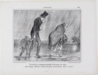 En utflykt på landet under den vackra maj månad. "- Courage... Adelaïde det är bara en liga kvar", platta 308 från Actualités av Honoré Victorin Daumier
