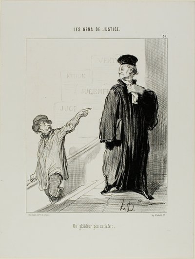 En ganska missnöjd processande part, plansch 26 från Les Gens De Justice av Honoré Victorin Daumier