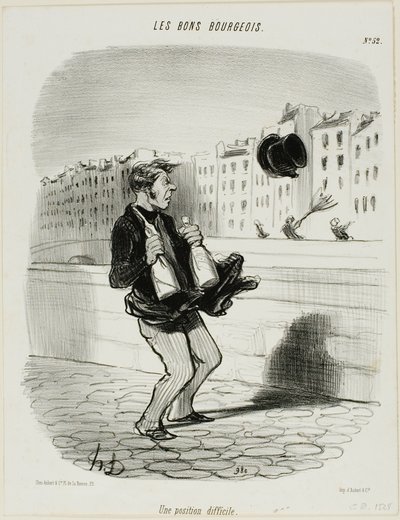 An Awkward Situation, plansch 52 från Les Bons Bourgeois av Honoré Victorin Daumier