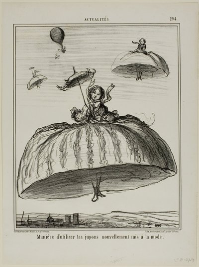 Ett annat sätt att använda de nya underkjolarna som nyligen har blivit moderna, platta 294 från Actualités av Honoré Victorin Daumier