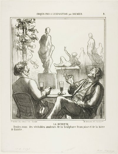 I baren. Mötesplats för de sanna älskarna av fransk skulptur och bayersk öl, plansch 5 från Croquis pris à l