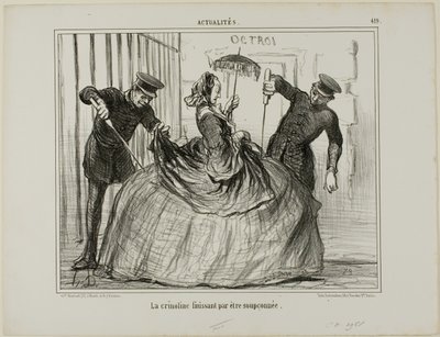 Crinoliner börjar plötsligt bli misstänkta, plansch 419 från Actualités av Honoré Victorin Daumier
