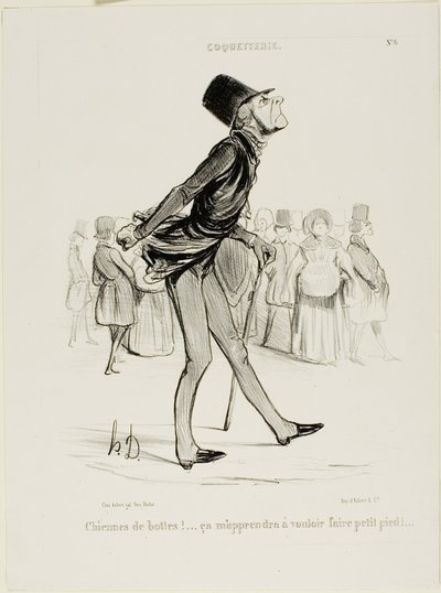 Jävla stövlar! Det kommer att lära mig att ta mindre steg..." plansch 6 från Coquetterie av Honoré Victorin Daumier