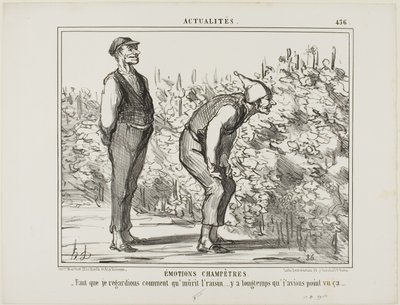 Känslor från landsbygden. "- Måste se hur vinet växer ... har aldrig sett det förut ...", plansch 436 från Actualités av Honoré Victorin Daumier