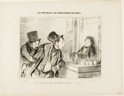 "Allt är betalt Och vi förolämpade inte någon... Hej då", plansch 31 från Types Parisiens av Honoré Victorin Daumier