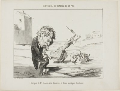 Cobdens anhängare, som utövar sina fredliga funktioner, plansch 5 från Souvenirs Du Congres De La Paix av Honoré Victorin Daumier