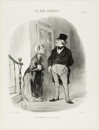 "Han har blivit en Laaaand-Looooord!", plansch 18 från Les Bons Bourgeois av Honoré Victorin Daumier