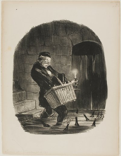 Det är obekvämt att hyra en lägenhet nära floden, plansch 13 från Locataires et Propriétaires av Honoré Victorin Daumier