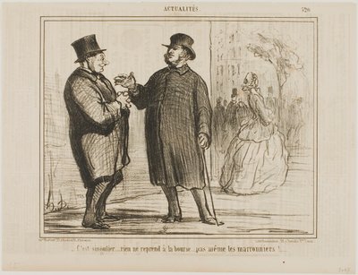 Det är konstigt: ingenting tar sig upp på börsen, inte ens kastanjeträden!, platta 520 från Actualités av Honoré Victorin Daumier