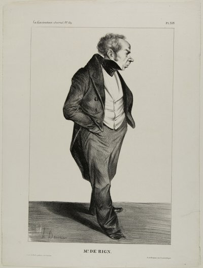 Mr De Rign, plansch 333 från Cartooning Celebrities av Honoré Victorin Daumier