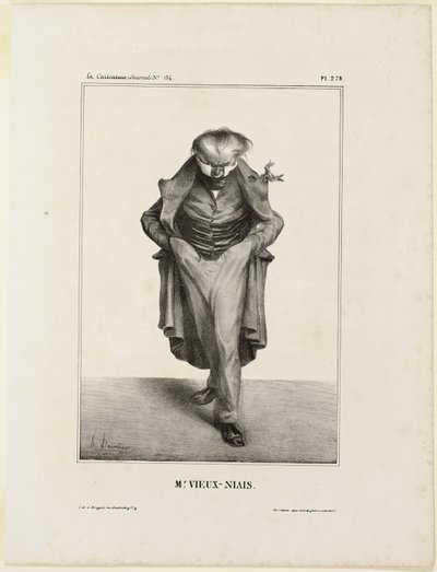 Herr Vieux-Niais, plansch 278 från Célébrités de la Caricature av Honoré Victorin Daumier