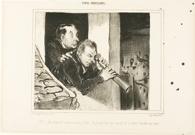 "Åh! Det är som om vi vore där: den långa öppnar sin korsett och den lilla letar efter en loppa!", plansch 27 från Types Parisiens av Honoré Victorin Daumier
