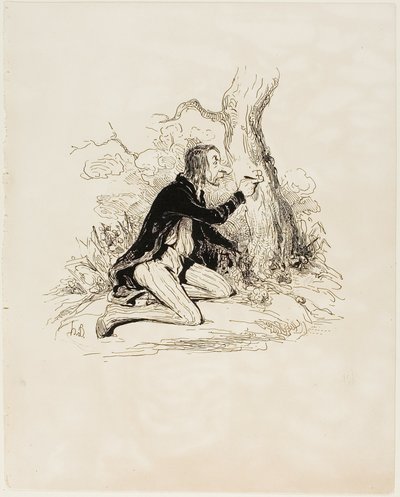 Stackars unge man! Bara ett brev till och hans moraliska situation skulle bli helt klar, plansch 1 från Sentimens Et Passionsa av Honoré Victorin Daumier