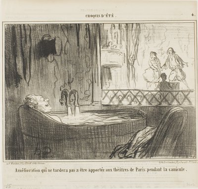 Förslag till förbättring för teatrarna i Paris, som inte kommer att undgå att ha sin effekt under hunddagarna, plansch 4 från Croquis d