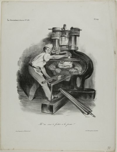 "Så du vill lägga dig i pressens arbete", säger 319 av Honoré Victorin Daumier