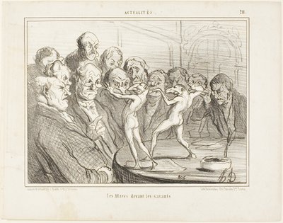 Aztekerna före vetenskapsmännen, plansch 211 från Actualités av Honoré Victorin Daumier