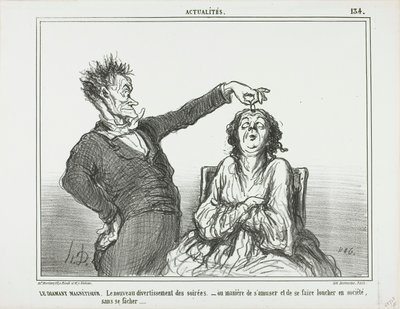 Diamanthypnotisören. Ett nytt tidsfördriv på kvällsfester - eller hur man har roligt och får någon att kisa, utan att råka illa ut, platta 134 från Actualités av Honoré Victorin Daumier