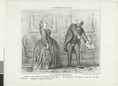Professorns lektion, plansch fem ur Les Comédiens de Société av Honoré Victorin Daumier