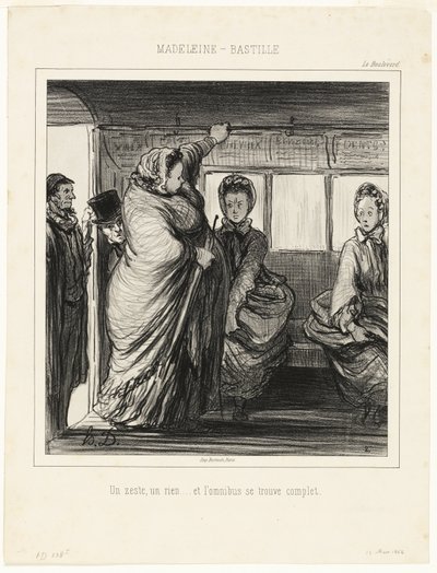 Busslinjen Madeleine-Bastille. En bagatell, ingenting ... och bussen är full av Honoré Victorin Daumier