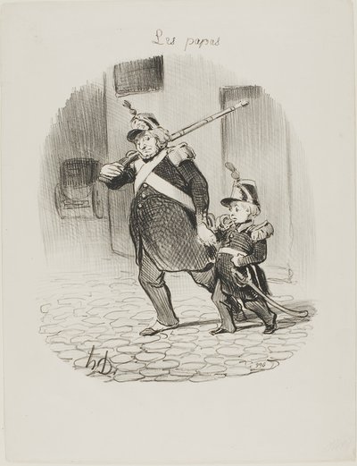 Den stora paradens dag, plansch 6 från Les Papas av Honoré Victorin Daumier